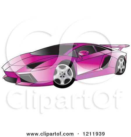 Clipart of a Purple Lamborghini Aventador Sports Car - Royalty Free Vector Illustration by Lal Perera