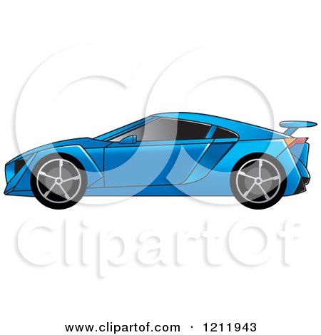 Clipart of a Blue Sports Car - Royalty Free Vector Illustration by Lal Perera