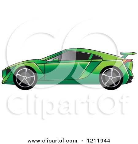 Clipart of a Green Sports Car - Royalty Free Vector Illustration by Lal Perera