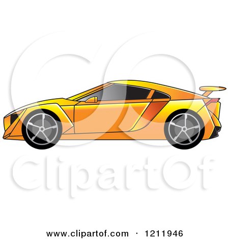 Clipart of an Orange Sports Car - Royalty Free Vector Illustration by Lal Perera