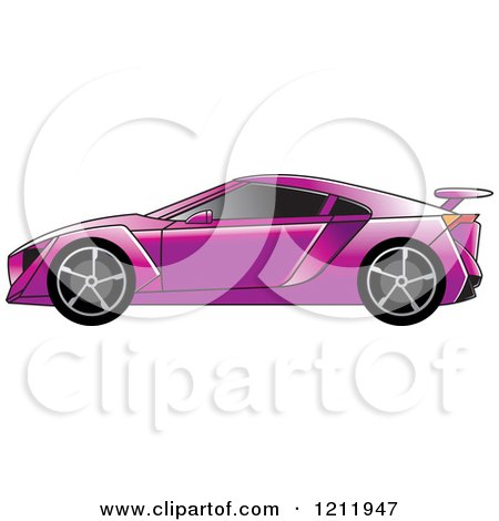 Clipart of a Purple Sports Car - Royalty Free Vector Illustration by Lal Perera