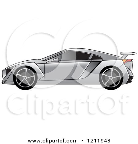 Clipart of a Silver Sports Car - Royalty Free Vector Illustration by Lal Perera