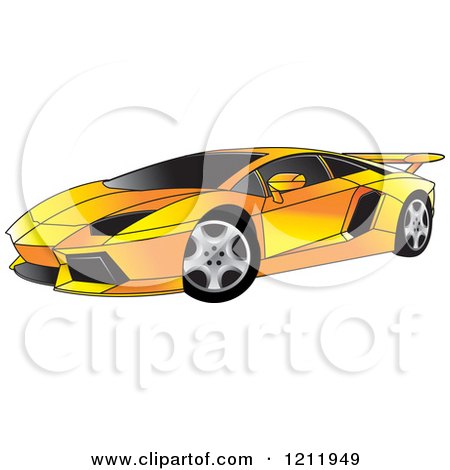Clipart of a Yellow Lamborghini Aventador Sports Car - Royalty Free Vector Illustration by Lal Perera