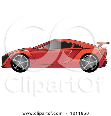 Clipart of a Red Sports Car - Royalty Free Vector Illustration by Lal Perera