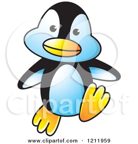 Clipart of a Happy Penguin Walking - Royalty Free Vector Illustration by Lal Perera