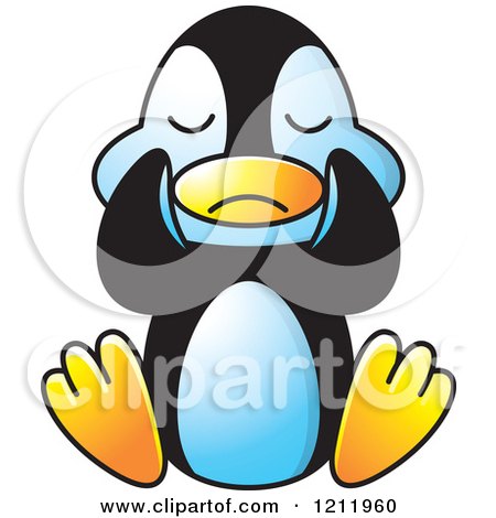 Clipart of a Happy Penguin Crying - Royalty Free Vector Illustration by Lal Perera