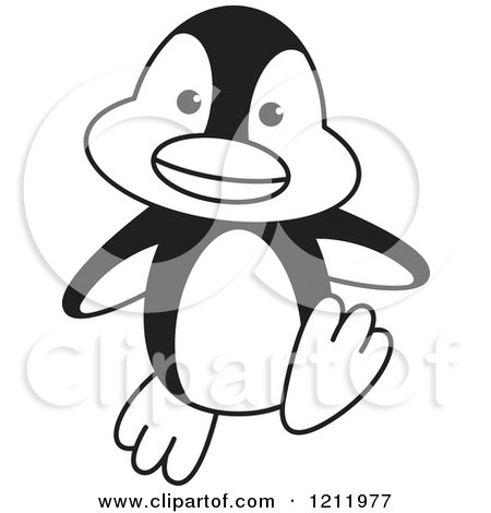 Clipart of a Black and White Happy Penguin Walking - Royalty Free Vector Illustration by Lal Perera