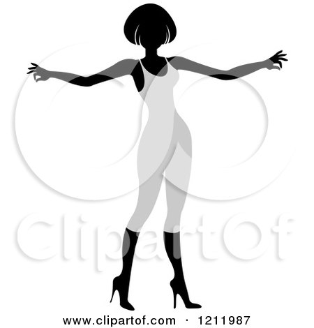 Clipart of a Faceless Woman in a White Leotard - Royalty Free Vector Illustration by Lal Perera