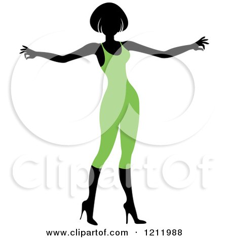 Clipart of a Faceless Woman in a Green Leotard - Royalty Free Vector Illustration by Lal Perera