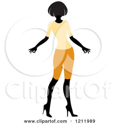 Clipart of a Faceless Woman in an Orange Outfit - Royalty Free Vector Illustration by Lal Perera
