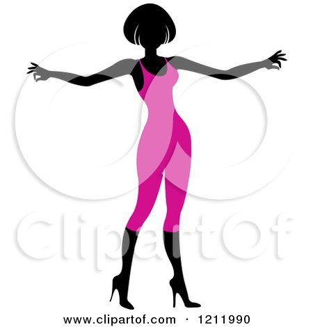 Clipart of a Faceless Woman in a Purple Leotard - Royalty Free Vector Illustration by Lal Perera