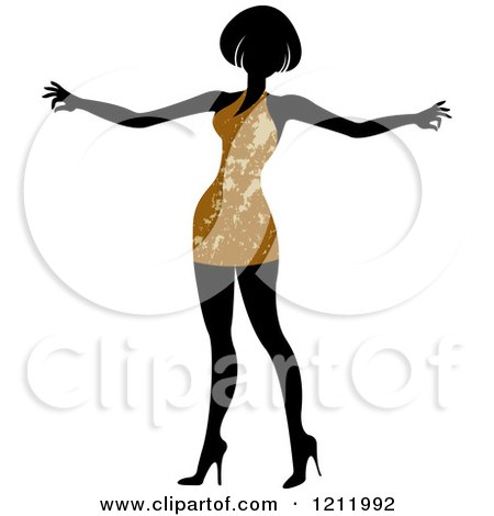 Clipart of a Faceless Woman in a Brown Dress - Royalty Free Vector Illustration by Lal Perera