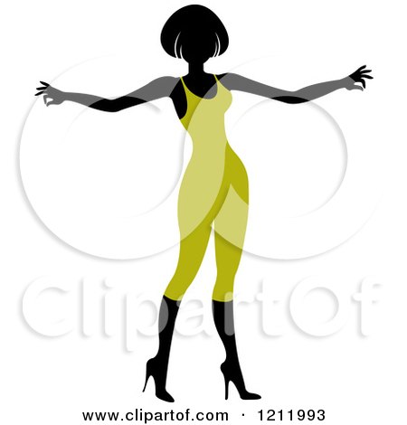 Clipart of a Faceless Woman in a Green Leotard 2 - Royalty Free Vector Illustration by Lal Perera