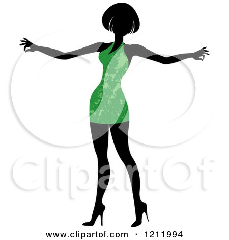 Clipart of a Faceless Woman in a Green Dress - Royalty Free Vector Illustration by Lal Perera