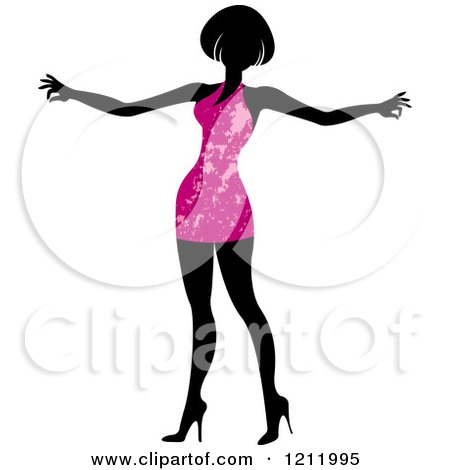 Clipart of a Faceless Woman in a Purple Dress - Royalty Free Vector Illustration by Lal Perera
