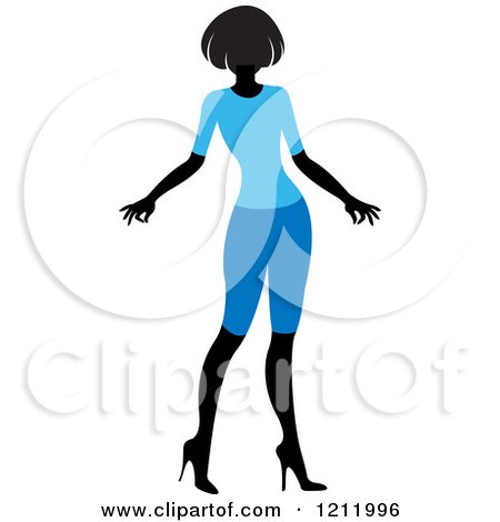 Clipart of a Faceless Woman in a Blue Outfit - Royalty Free Vector Illustration by Lal Perera