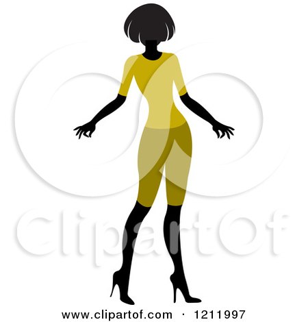 Clipart of a Faceless Woman in a Green Outfit - Royalty Free Vector Illustration by Lal Perera