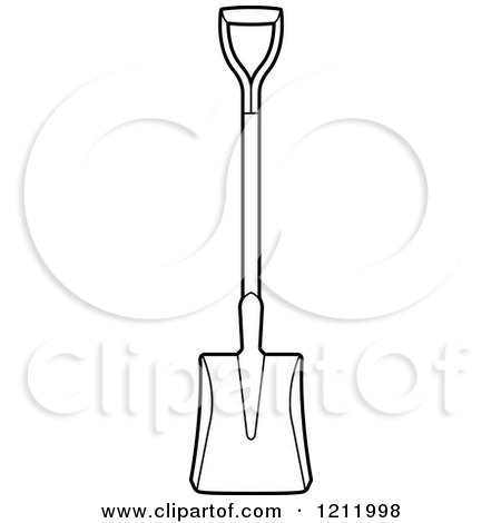 Clipart of a Black and White Shovel - Royalty Free Vector Illustration by Lal Perera