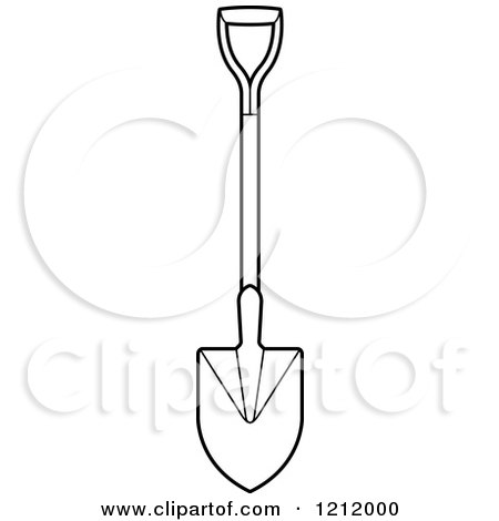 Clipart of a Black and White Shovel 2 - Royalty Free Vector Illustration by Lal Perera