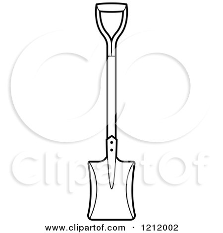 Clipart of a Black and White Shovel 3 - Royalty Free Vector Illustration by Lal Perera