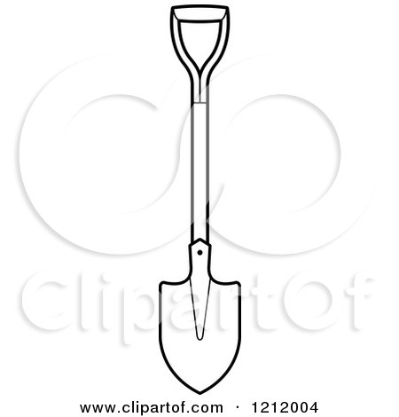 Clipart of a Black and White Shovel 4 - Royalty Free Vector Illustration by Lal Perera
