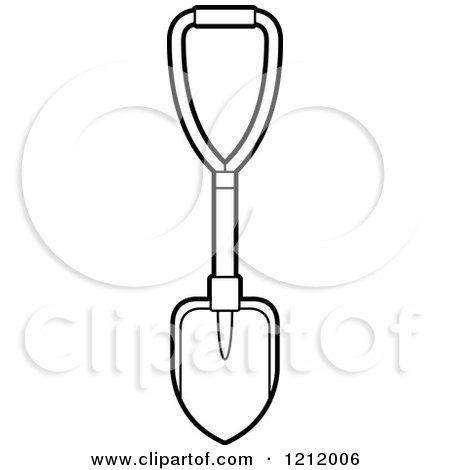 Clipart of a Black and White Shovel 5 - Royalty Free Vector Illustration by Lal Perera