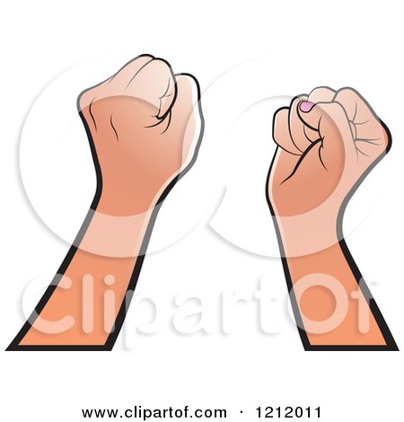 Clipart of Strong Fisted Hands Raised - Royalty Free Vector Illustration by Lal Perera