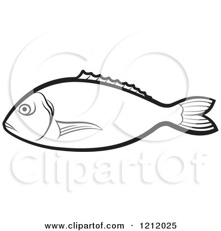 Clipart of a Black and White Fish 2 - Royalty Free Vector Illustration by Lal Perera