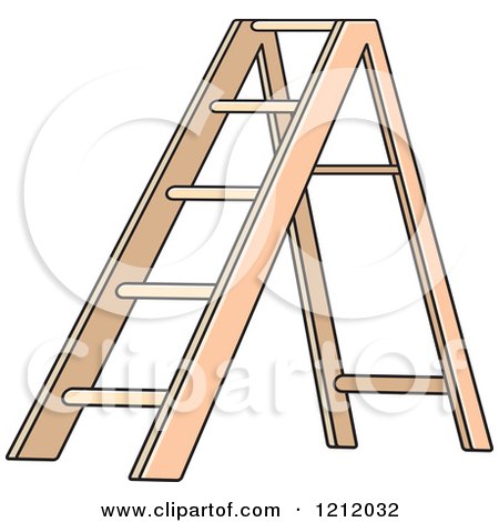Clipart of a Wooden Ladder - Royalty Free Vector Illustration by Lal Perera