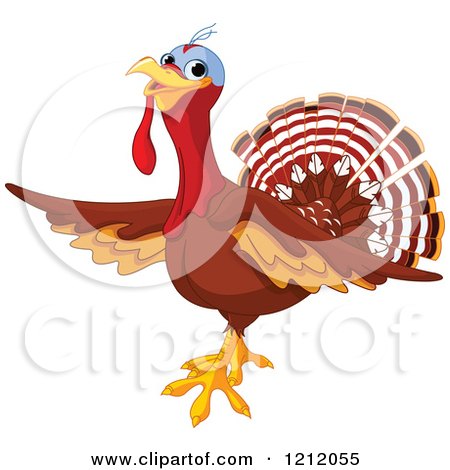 Cartoon of a Cute Turkey Bird Presenting - Royalty Free Vector Clipart by Pushkin