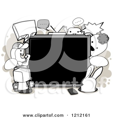 Cartoon of a Tv Monster Frame over Tan - Royalty Free Vector Clipart by BNP Design Studio