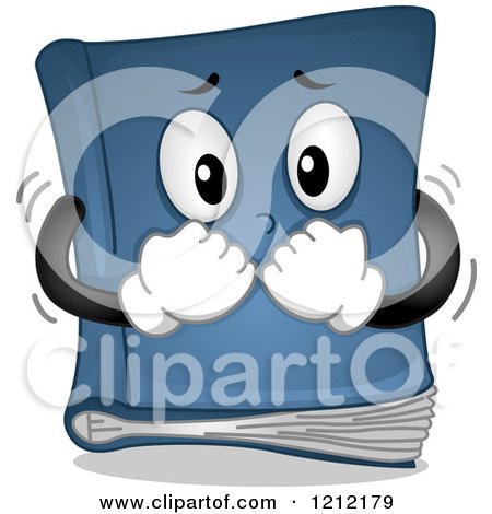 Cartoon of a Blue Suspense Book Trembling - Royalty Free Vector Clipart by BNP Design Studio