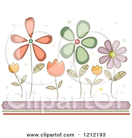 Cartoon of Pretty Dainty Flowers Andd Ots over Borders - Royalty Free Vector Clipart by BNP Design Studio