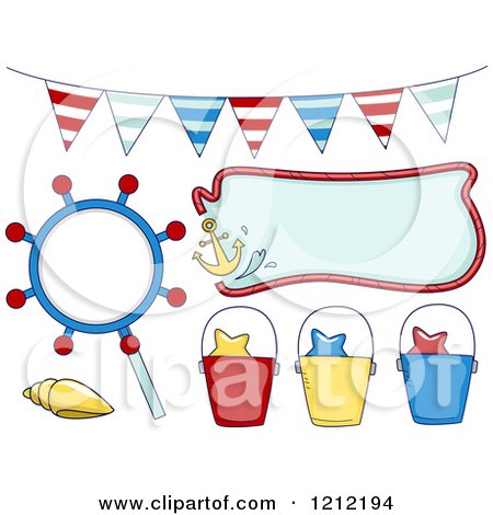 Cartoon of Nautical Party Elements - Royalty Free Vector Clipart by BNP Design Studio