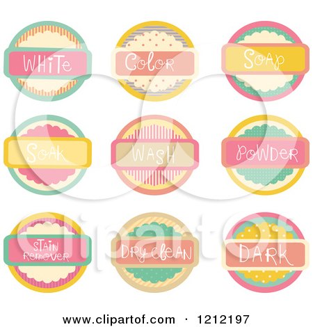 Cartoon of Pastel Laundry Room Labels - Royalty Free Vector Clipart by BNP Design Studio
