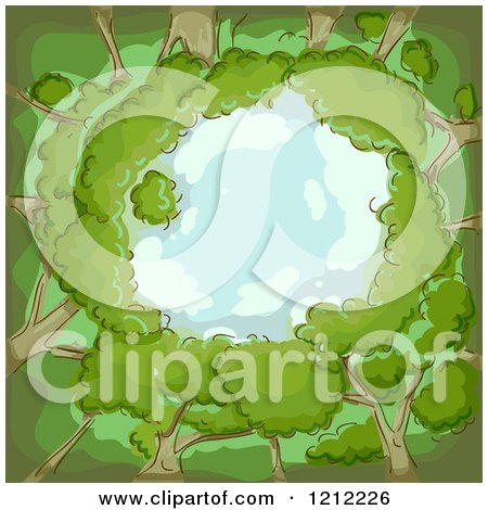 Cartoon of a Circle of Trees and Blue Sky - Royalty Free Vector Clipart by BNP Design Studio