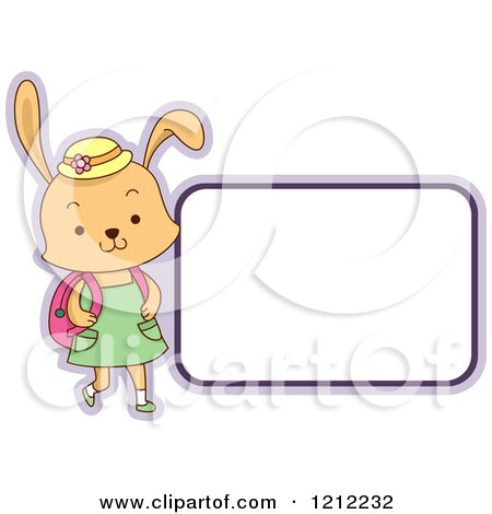 Cartoon of a Female Student Rabbit with a Blank Label - Royalty Free Vector Clipart by BNP Design Studio