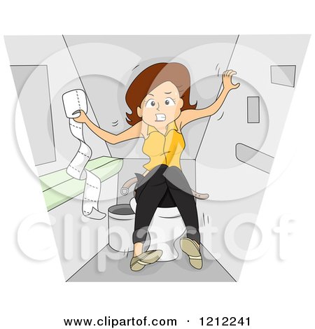 Cartoon of a Woman with Irritable Bowl Syndrome - Royalty Free Vector Clipart by BNP Design Studio