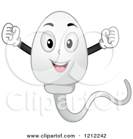 Cartoon of a Happy Sperm Cheering in Victory - Royalty Free Vector Clipart by BNP Design Studio