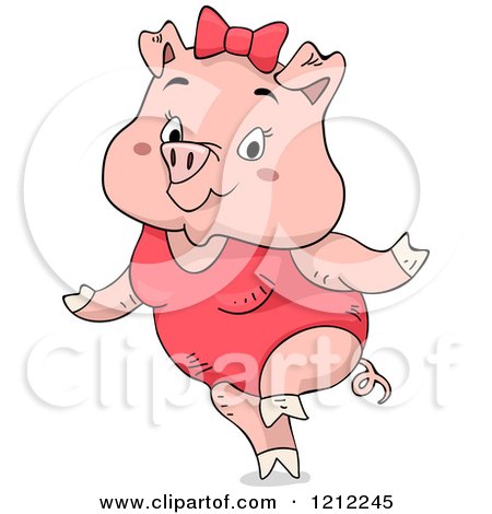 Cartoon of a Cute Female Piggy Wearing a Swimsuit - Royalty Free Vector Clipart by BNP Design Studio