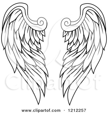 Clipart of a Pair of Black Feathered Wings 2 - Royalty Free Vector Illustration by Vector Tradition SM