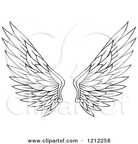Clipart of a Pair of Black Feathered Wings 3 - Royalty Free Vector Illustration by Vector Tradition SM