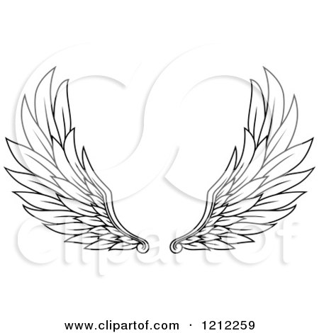 Clipart of a Pair of Black Feathered Wings 4 - Royalty Free Vector Illustration by Vector Tradition SM