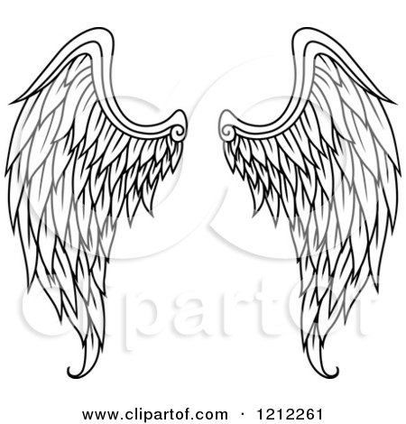 Clipart of a Pair of Black Feathered Wings 6 - Royalty Free Vector Illustration by Vector Tradition SM