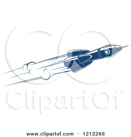 Clipart of a Retro Blue Space Rocket - Royalty Free Vector Illustration by Vector Tradition SM