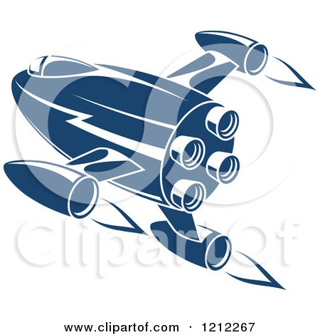 Clipart of a Retro Blue Space Rocket 2 - Royalty Free Vector Illustration by Vector Tradition SM