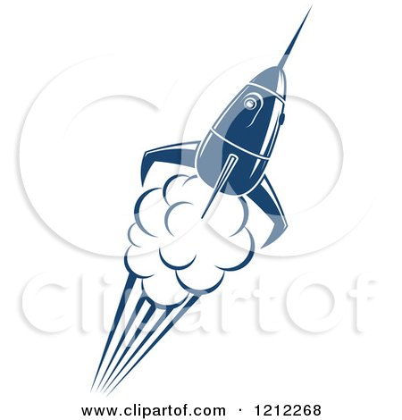 Clipart of a Retro Blue Space Rocket 3 - Royalty Free Vector Illustration by Vector Tradition SM