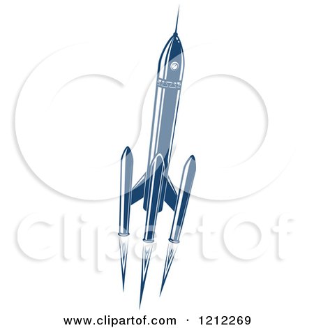 Clipart of a Retro Blue Space Rocket 4 - Royalty Free Vector Illustration by Vector Tradition SM
