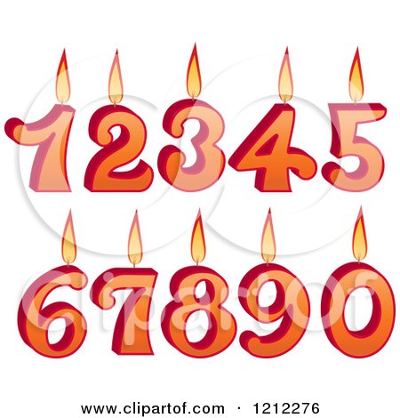 Clipart of Burning Birthday Number Candles - Royalty Free Vector Illustration by Vector Tradition SM