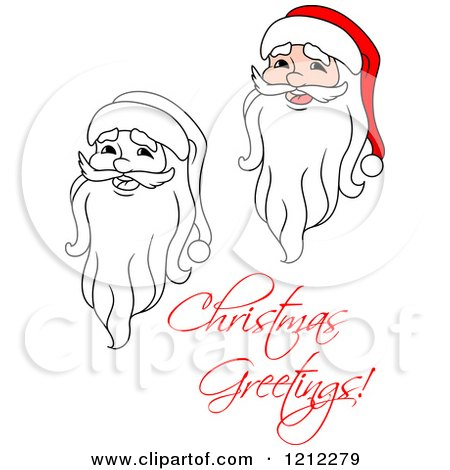 Clipart of Christmas Greetings Text with Santas - Royalty Free Vector Illustration by Vector Tradition SM